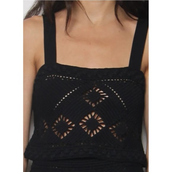 NWT $265 MAJE BLACK CROCHET KNIT TOP  SIZE 1 US SMALL - Picture 3 of 9